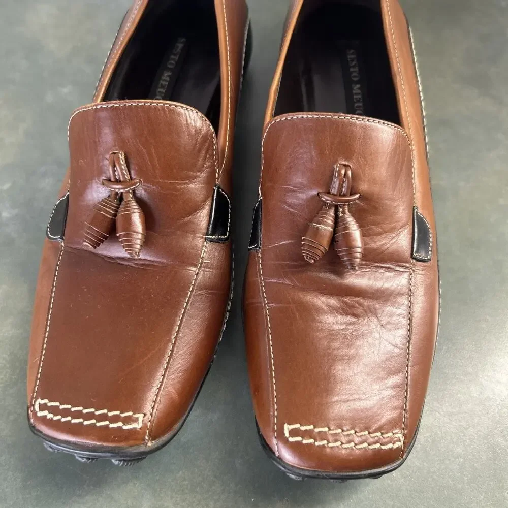 Sesto Meucci Italy Leather Tassel Driving Loafers Womens Size 5 Vintage